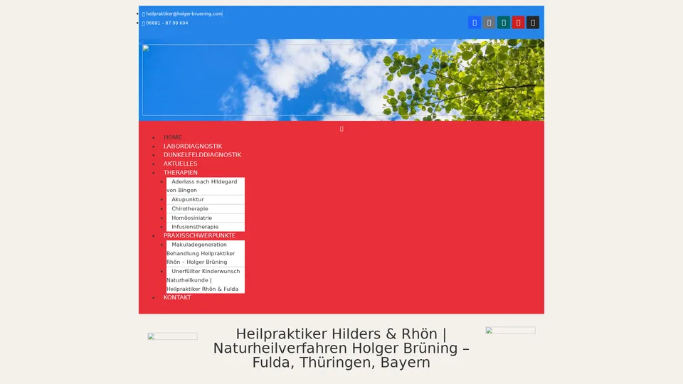 Alte Website vor der Überarbeitung