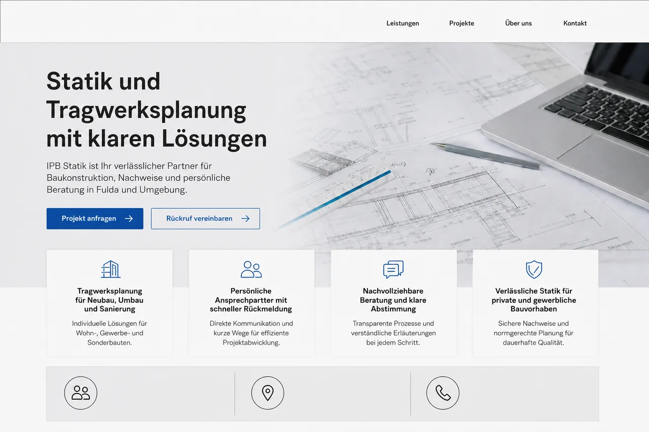 Moderne, klar geführte Website nach dem Redesign